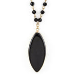 Dianna Precious Stone Pendant Necklace in Black - The Pink Pineapple 850