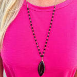 Dianna Precious Stone Pendant Necklace in Black - The Pink Pineapple 850