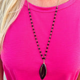 Dianna Precious Stone Pendant Necklace in Black - The Pink Pineapple 850