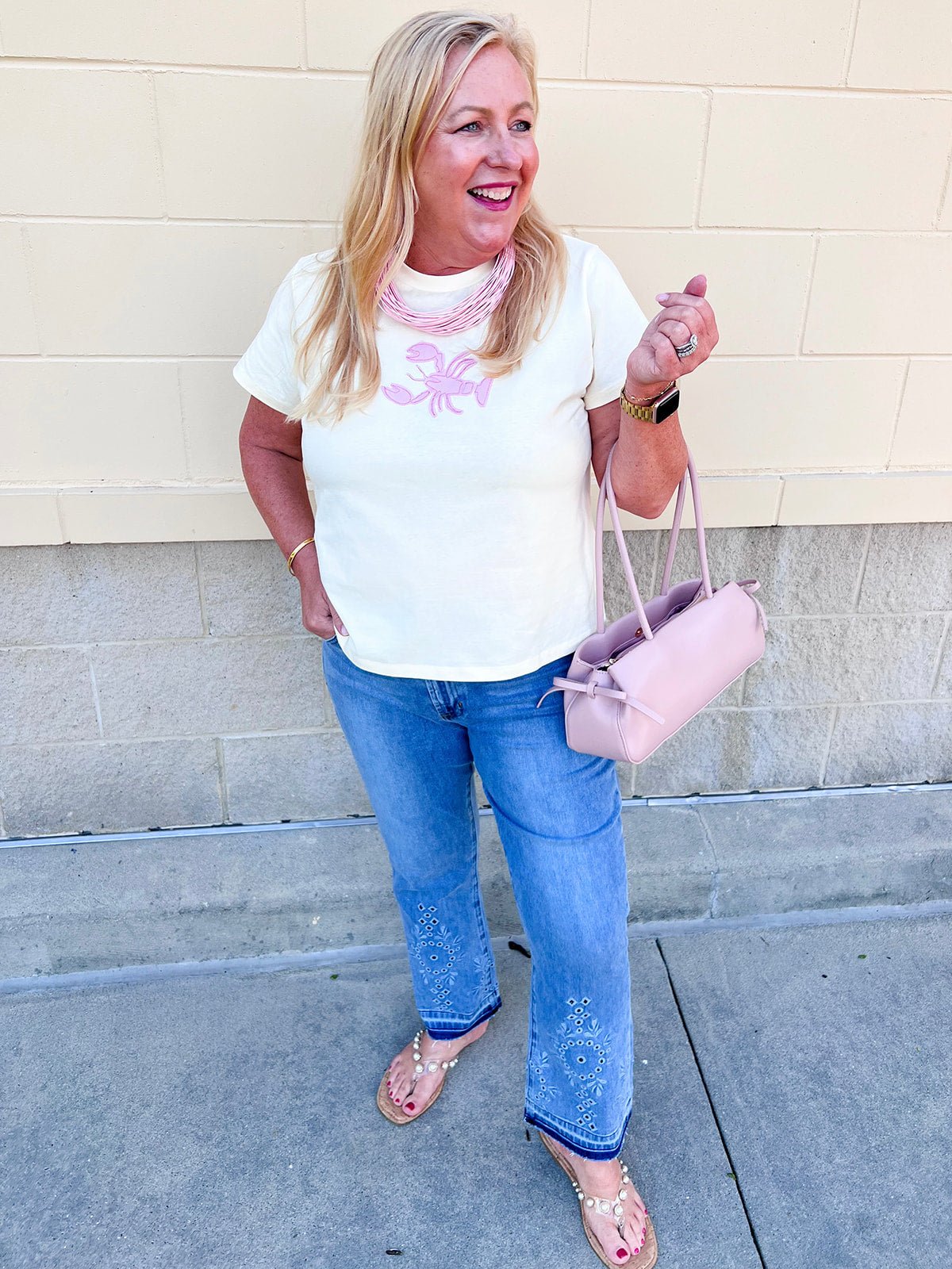 Dockside Darling Lobster Patch Tee in Butter Yellow - The Pink Pineapple 850