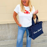 Dockside Darling Lobster Patch Tee in Off White - The Pink Pineapple 850