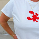 Dockside Darling Lobster Patch Tee in Off White - The Pink Pineapple 850