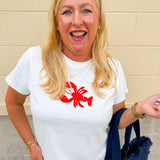 Dockside Darling Lobster Patch Tee in Off White - The Pink Pineapple 850
