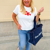 Dockside Darling Lobster Patch Tee in Off White - The Pink Pineapple 850
