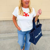 Dockside Darling Lobster Patch Tee in Off White - The Pink Pineapple 850