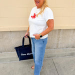 Dockside Darling Lobster Patch Tee in Off White - The Pink Pineapple 850