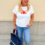 Dockside Darling Lobster Patch Tee in Off White - The Pink Pineapple 850