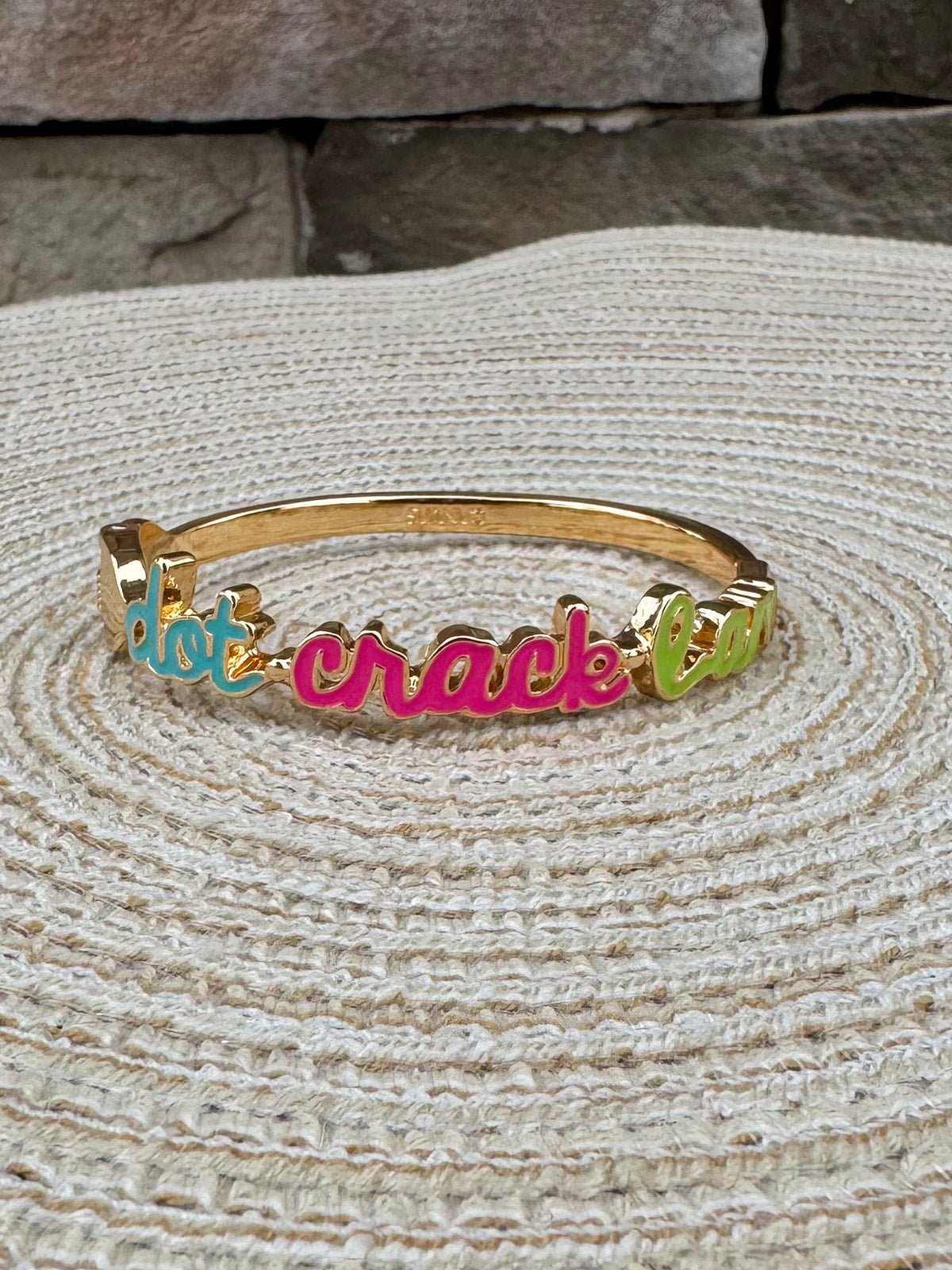 Dot Crack Bam Cursive Enamel Mahjong Hinge Bangle - The Pink Pineapple 850