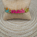 Dot Crack Bam Cursive Enamel Mahjong Hinge Bangle - The Pink Pineapple 850