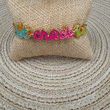 Dot Crack Bam Cursive Enamel Mahjong Hinge Bangle - The Pink Pineapple 850