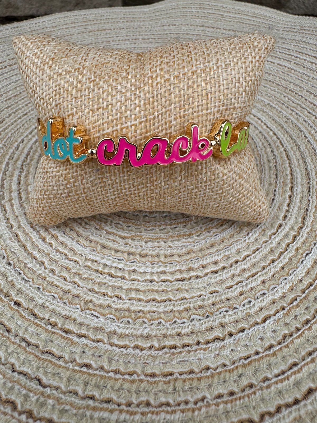 Dot Crack Bam Cursive Enamel Mahjong Hinge Bangle - The Pink Pineapple 850