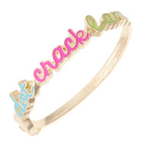 Dot Crack Bam Cursive Enamel Mahjong Hinge Bangle - The Pink Pineapple 850