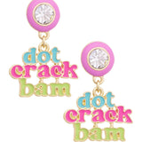 Dot Crack Bam Enamel Bezel Earrings in Lilac - The Pink Pineapple 850