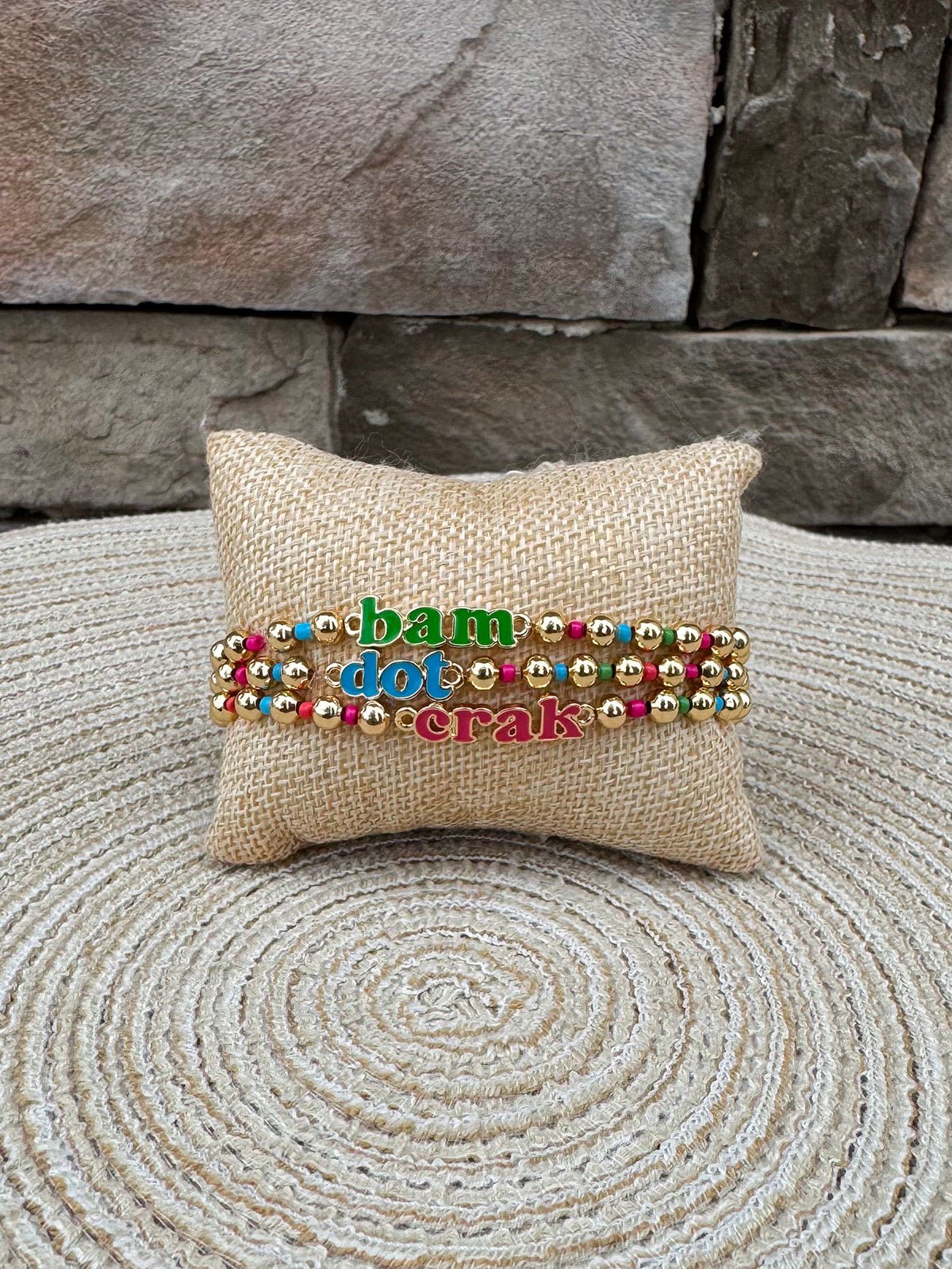 Dot Crack Bam Rainbow Ball Bead Bracelet Set - The Pink Pineapple 850