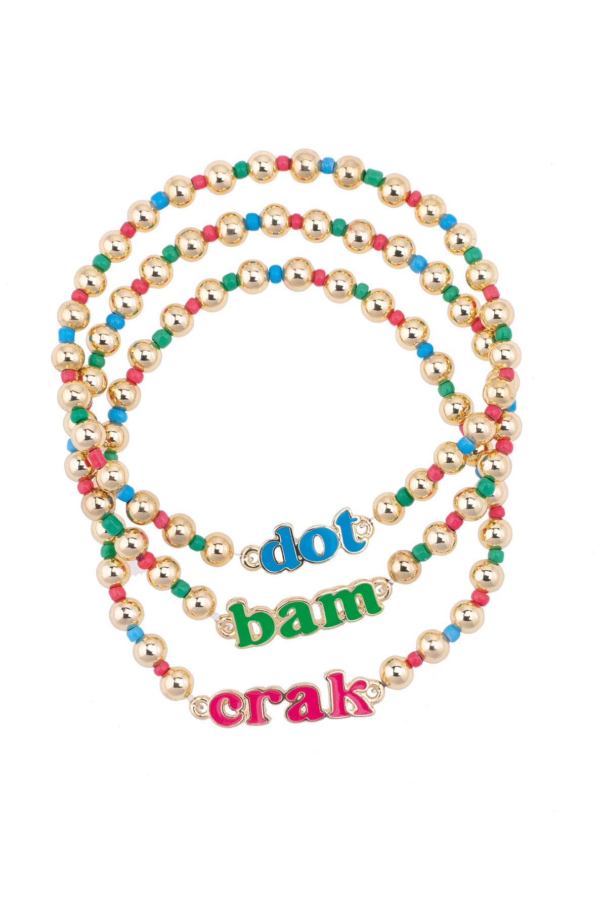 Dot Crack Bam Rainbow Ball Bead Bracelet Set - The Pink Pineapple 850