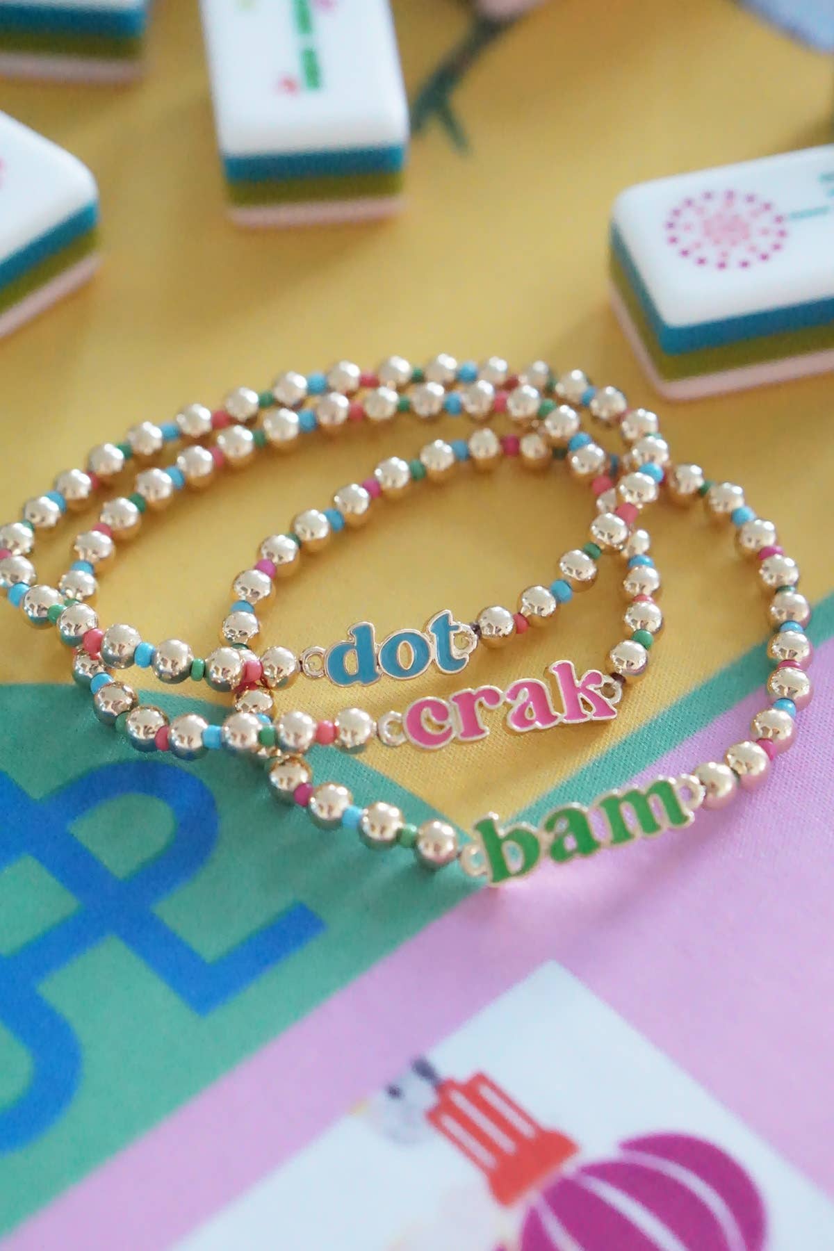Dot Crack Bam Rainbow Ball Bead Bracelet Set - The Pink Pineapple 850