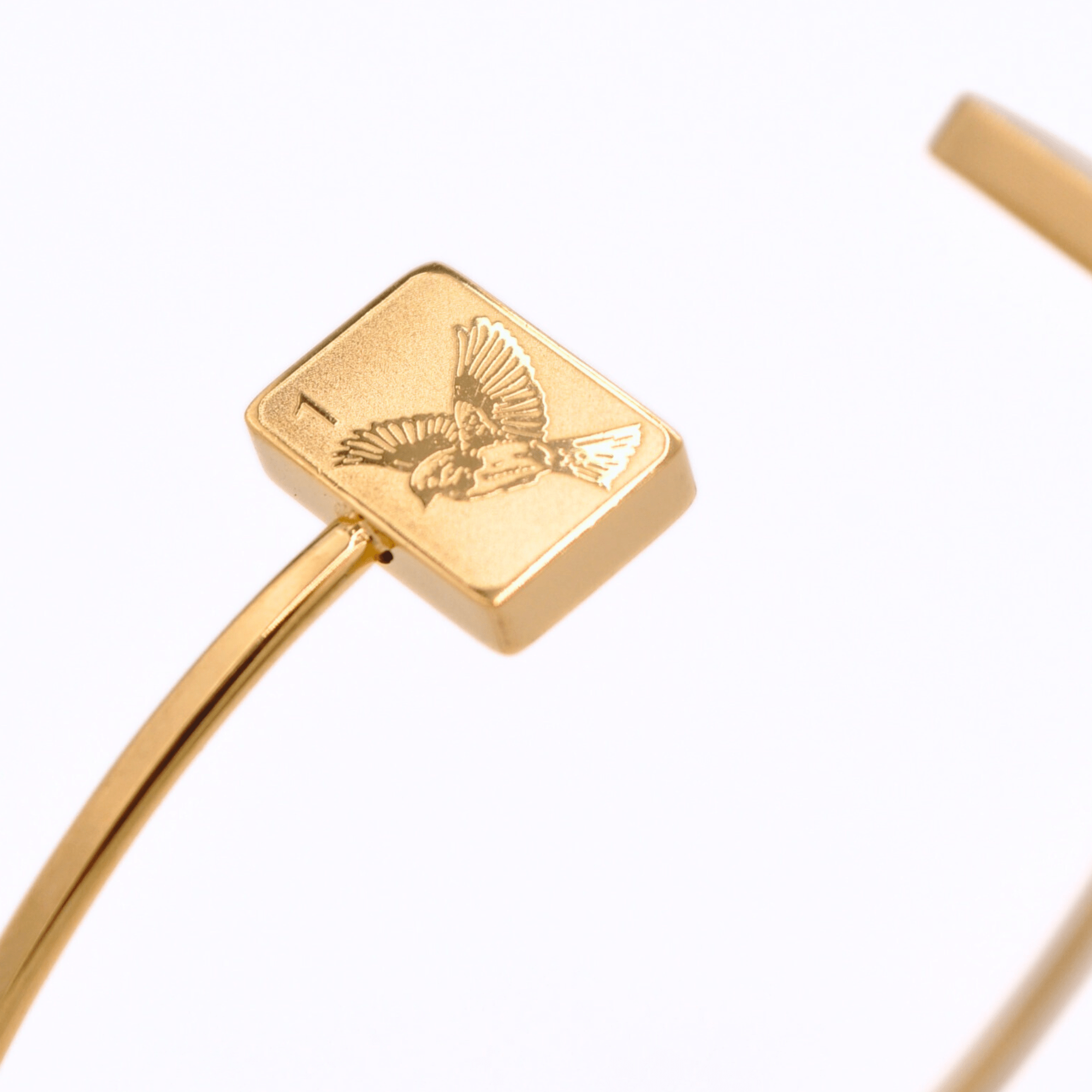 Double Sparrow Gold Mahjong Bracelet Bangle - The Pink Pineapple 850