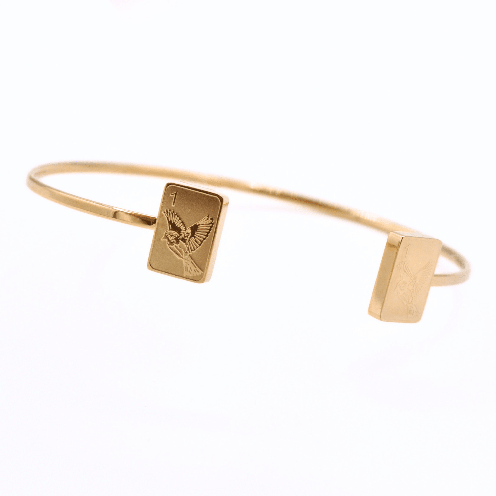Double Sparrow Gold Mahjong Bracelet Bangle - The Pink Pineapple 850