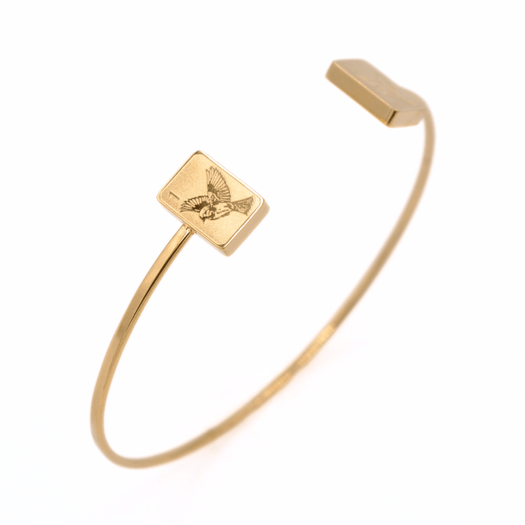 Double Sparrow Gold Mahjong Bracelet Bangle - The Pink Pineapple 850