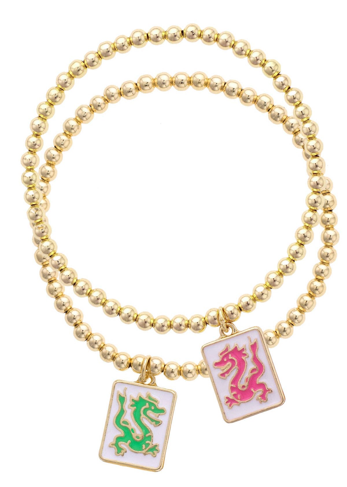 Dragon Mahjong Ball Bead Bracelet Set - The Pink Pineapple 850