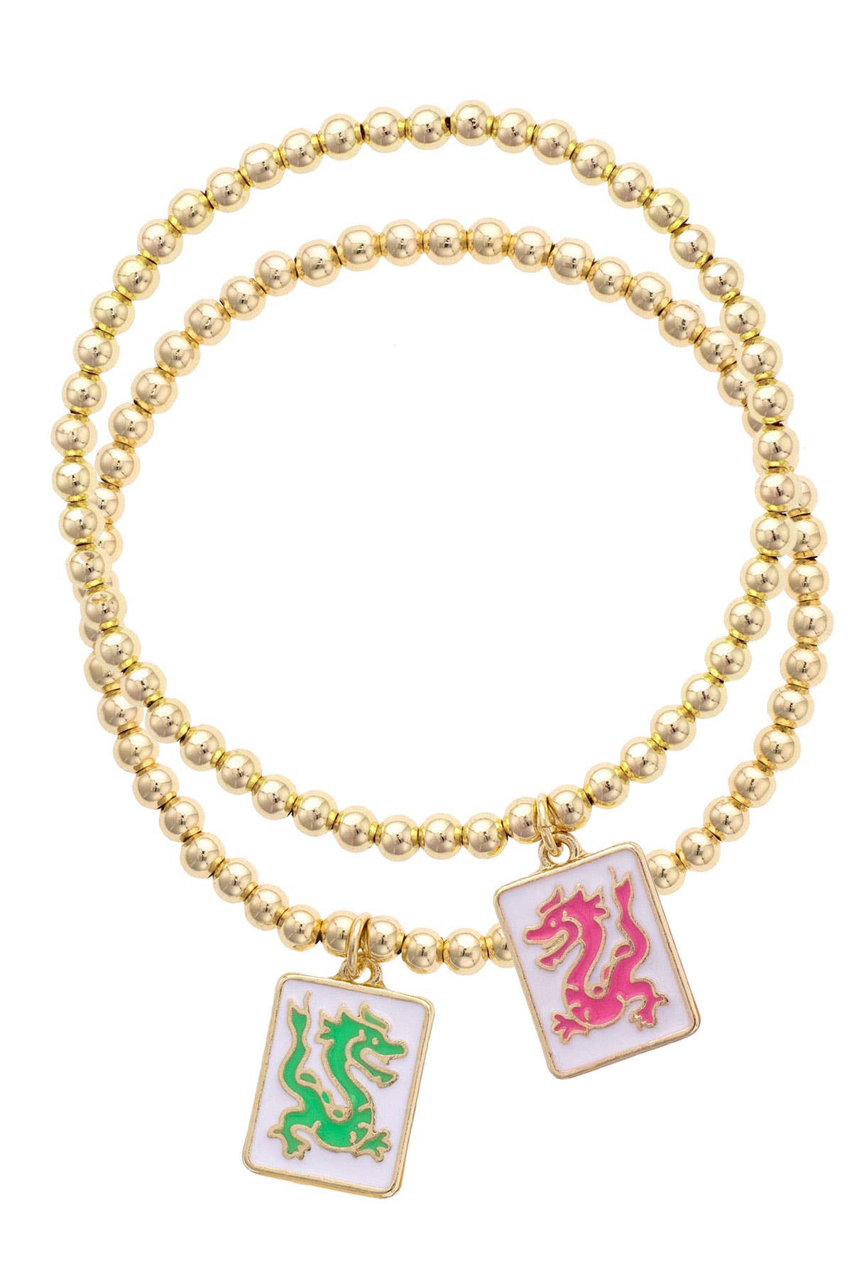 Dragon Mahjong Ball Bead Bracelet Set - The Pink Pineapple 850