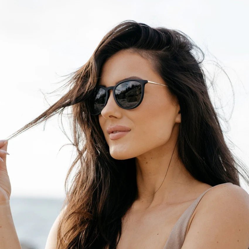 Drew Polarized Round Sunglasses - Gold/Black - The Pink Pineapple 850