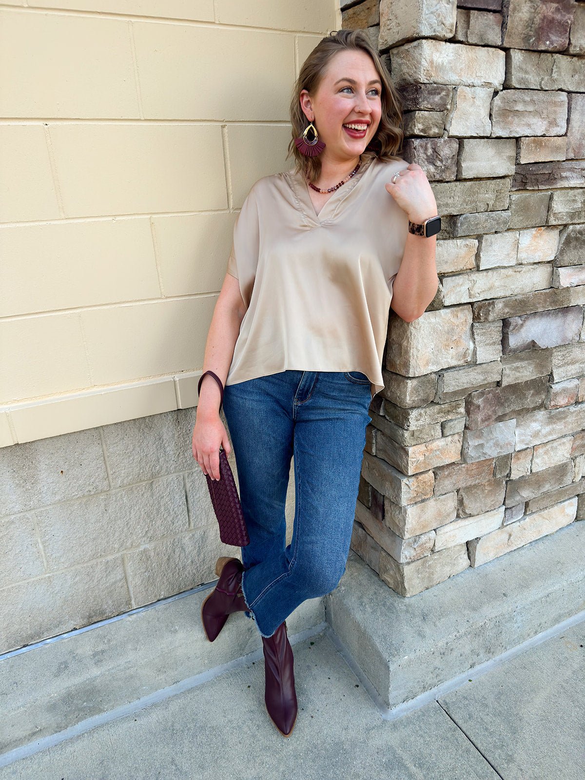 Driftwood Silk Touch Blouse in Coco - The Pink Pineapple 850