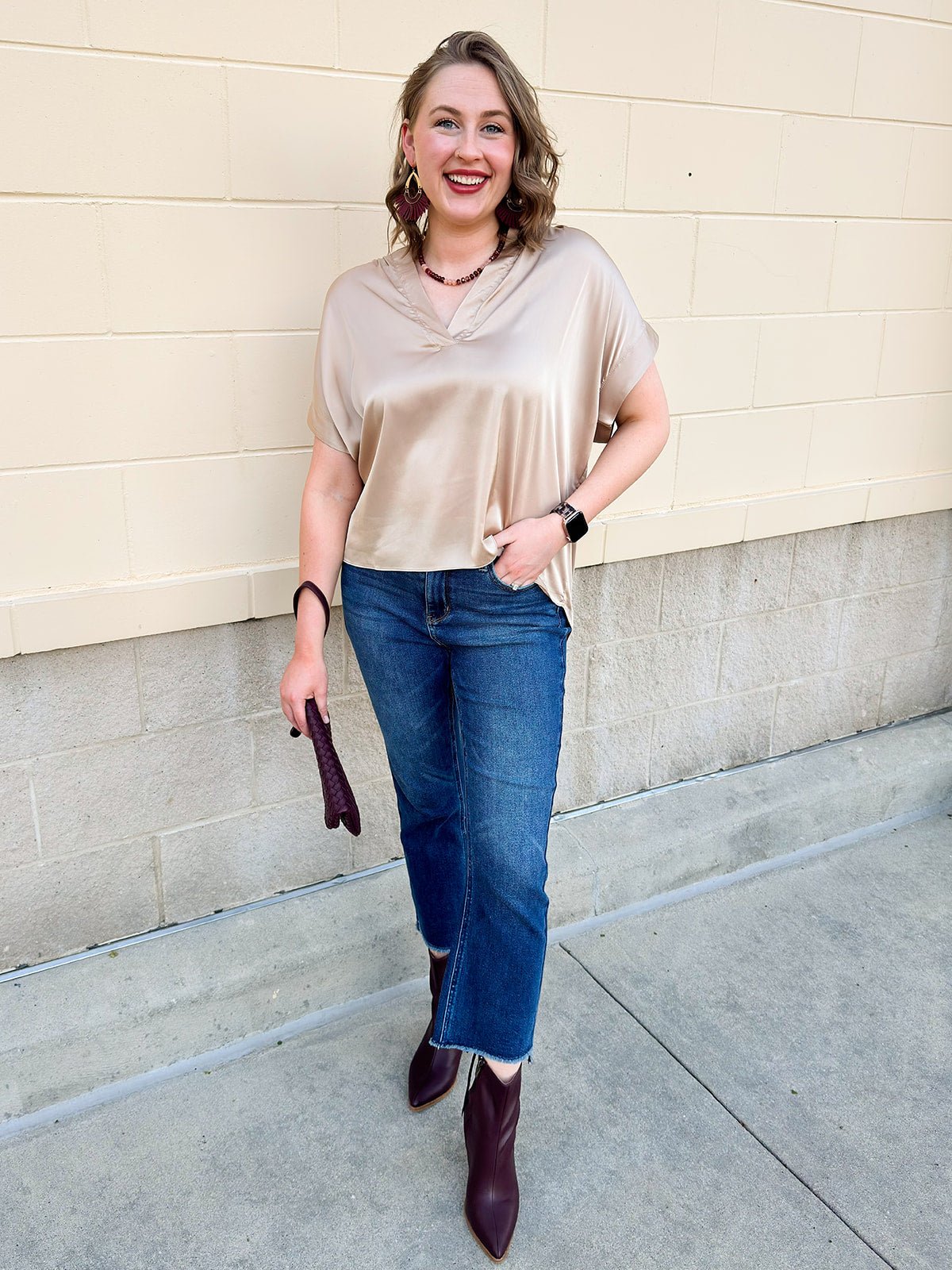 Driftwood Silk Touch Blouse in Coco - The Pink Pineapple 850