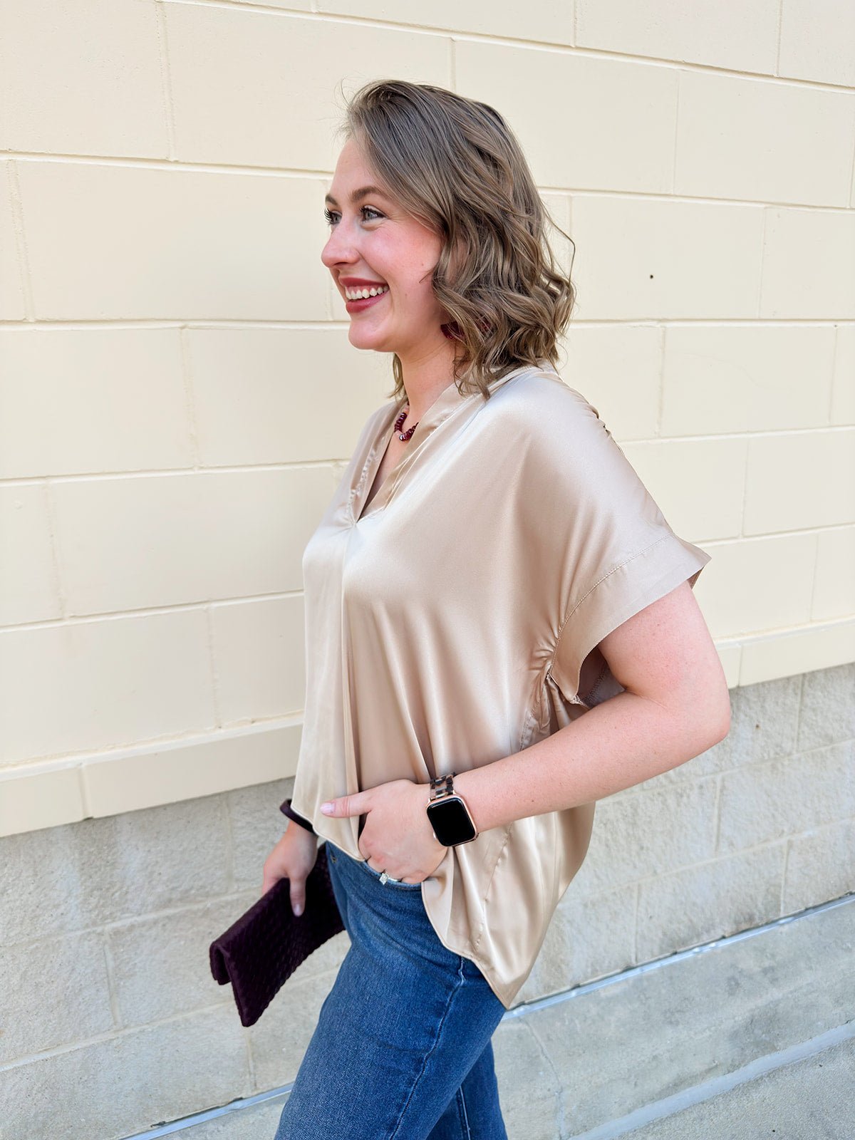 Driftwood Silk Touch Blouse in Coco - The Pink Pineapple 850