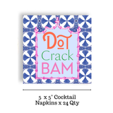 Dot, Crack, Bam Mahjong Blue Tiles Cocktail Napkins