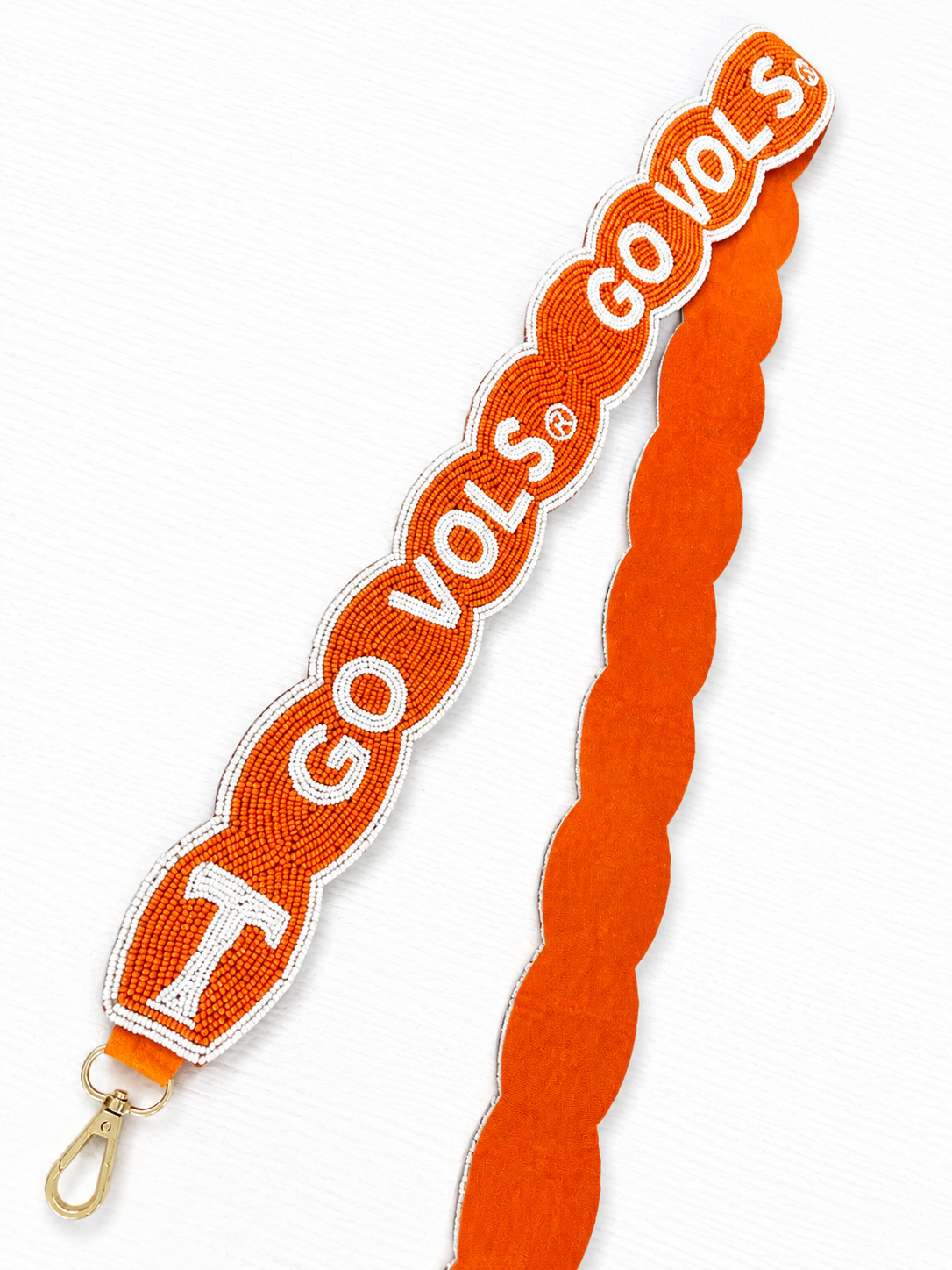University of Tennessee fully beaded scalloped purse strap in team colors