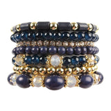 Multibead Stackable Bracelet in Navy