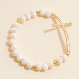 Cross Charm Glass Beaded Bracelet