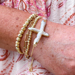 [Easton Elle] Adjustable Pearl Cross Bracelet - The Pink Pineapple 850