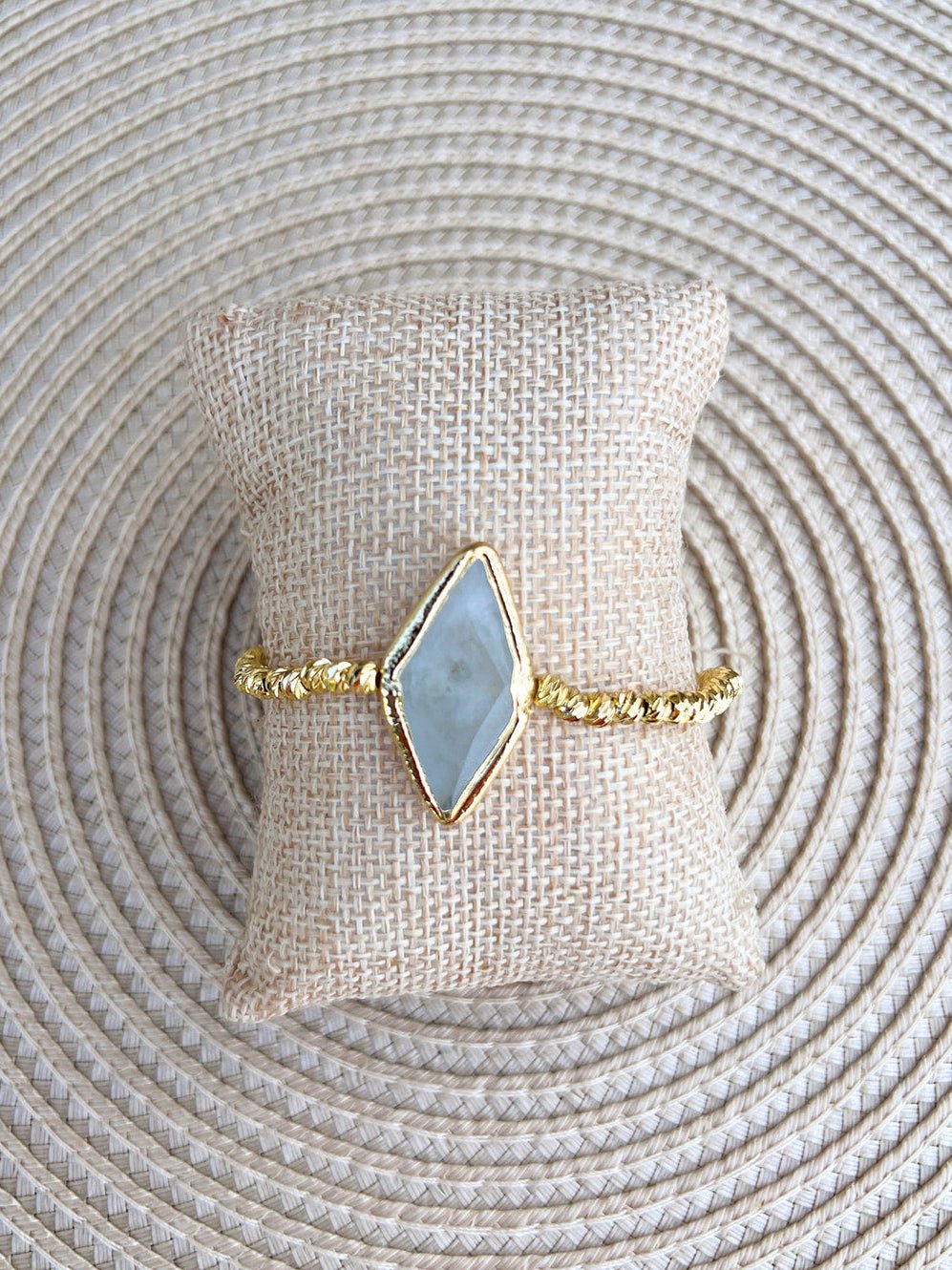 [Easton Elle] Aquamarine Stone Stretch Beam Bracelet - The Pink Pineapple 850
