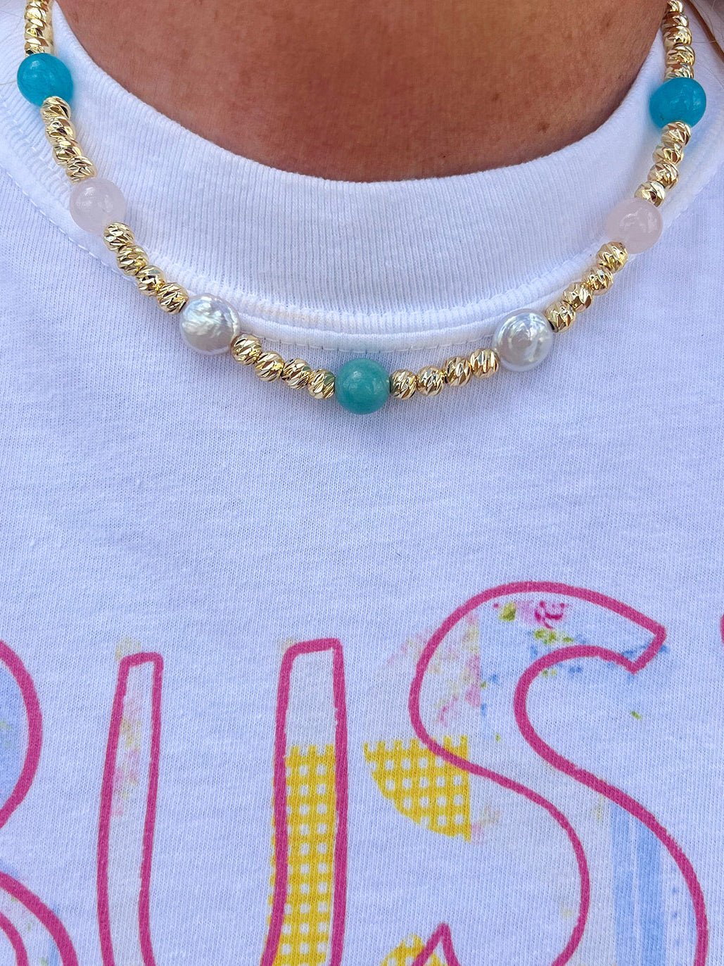 [Easton Elle] Beam Multi Stone Necklace - The Pink Pineapple 850