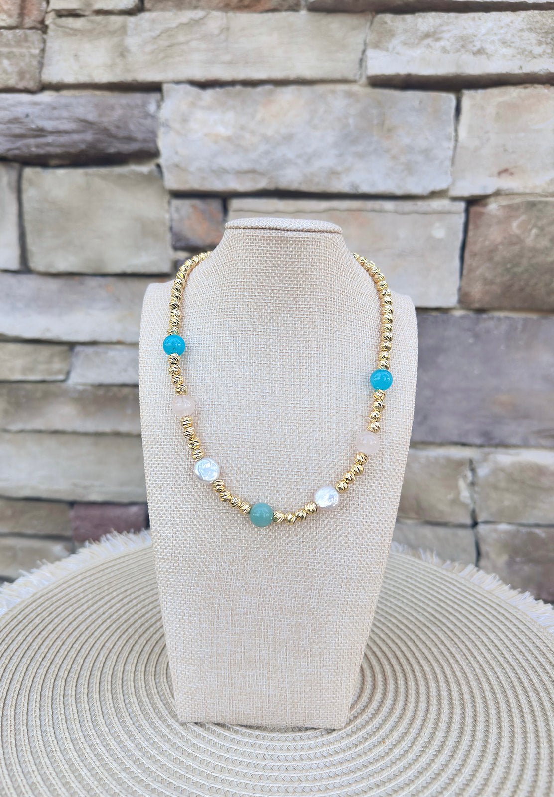 [Easton Elle] Beam Multi Stone Necklace - The Pink Pineapple 850
