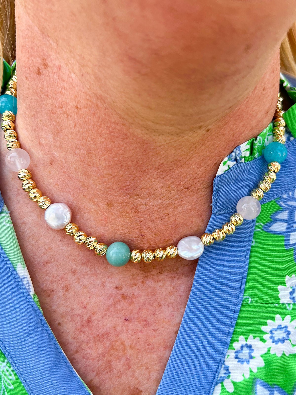 [Easton Elle] Beam Multi Stone Necklace - The Pink Pineapple 850