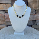 [Easton Elle] Black Onyx Diamond Stone Necklace - The Pink Pineapple 850