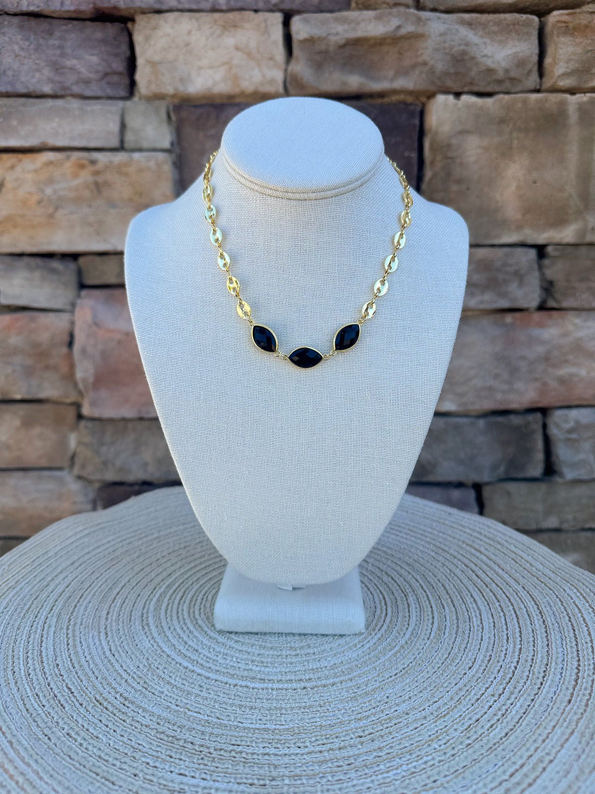 [Easton Elle] Black Onyx Diamond Stone Necklace - The Pink Pineapple 850