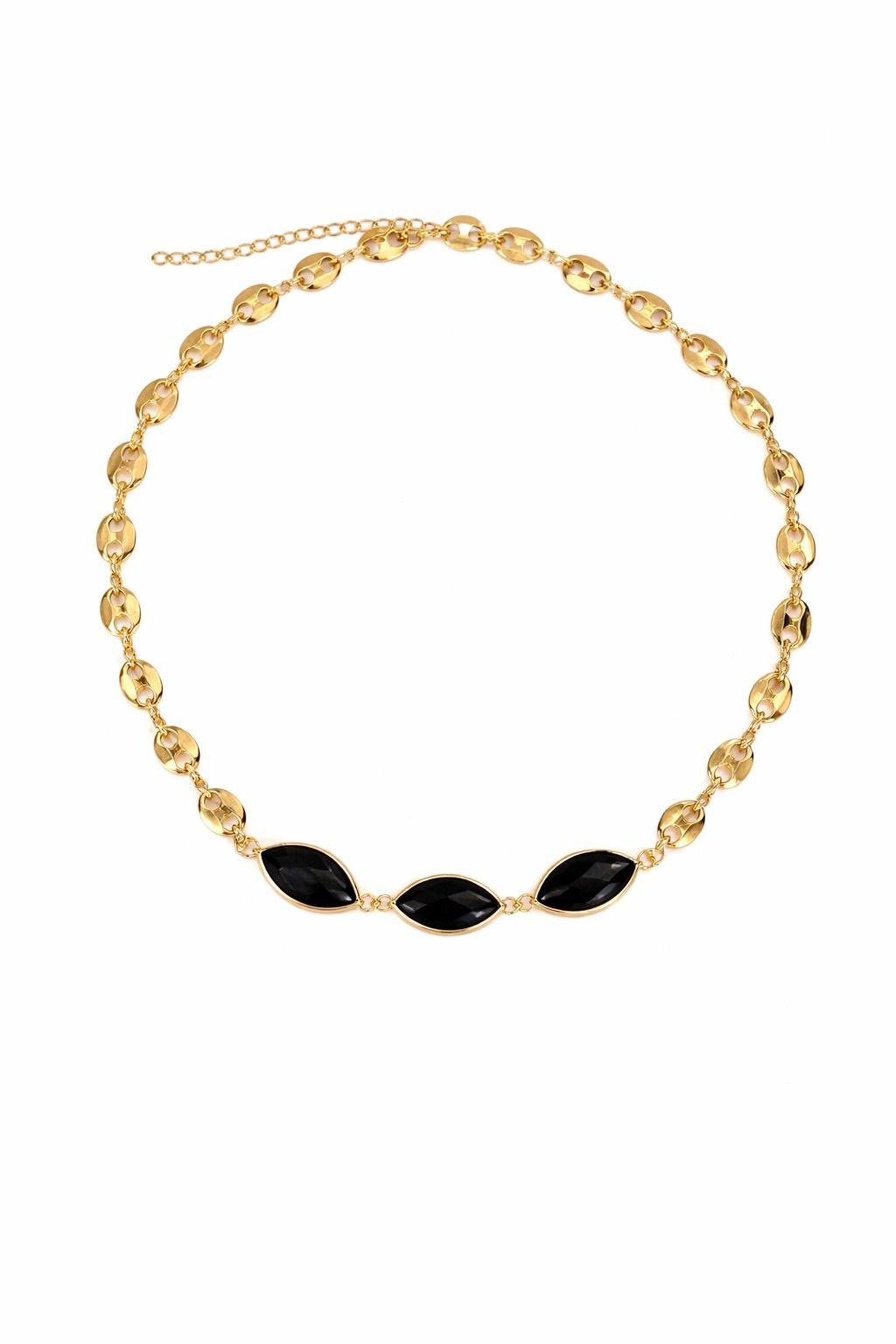 [Easton Elle] Black Onyx Diamond Stone Necklace - The Pink Pineapple 850