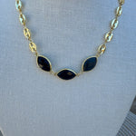 [Easton Elle] Black Onyx Diamond Stone Necklace - The Pink Pineapple 850
