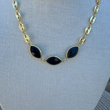 [Easton Elle] Black Onyx Diamond Stone Necklace - The Pink Pineapple 850