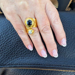 [Easton Elle] Black Onyx Pearl Curl Ring - The Pink Pineapple 850