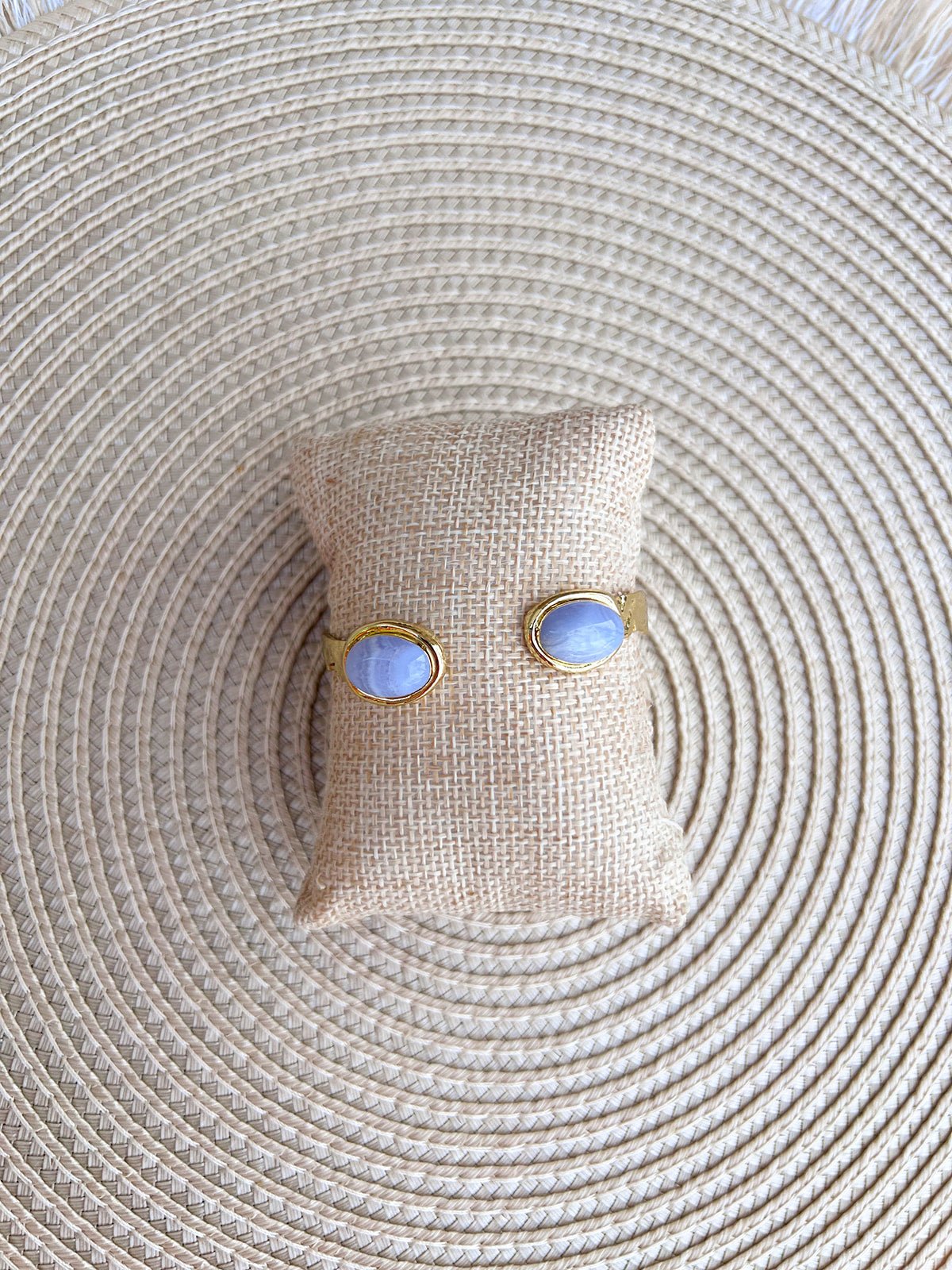 [Easton Elle] Blue Lace Agate Oval Misty Cuff - The Pink Pineapple 850