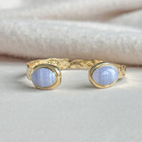 [Easton Elle] Blue Lace Agate Oval Misty Cuff - The Pink Pineapple 850