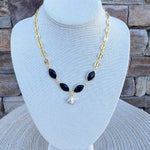[Easton Elle] Clover Pearl Necklace – Black - The Pink Pineapple 850