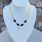 [Easton Elle] Clover Pearl Necklace – Black - The Pink Pineapple 850