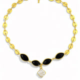 [Easton Elle] Clover Pearl Necklace – Black - The Pink Pineapple 850