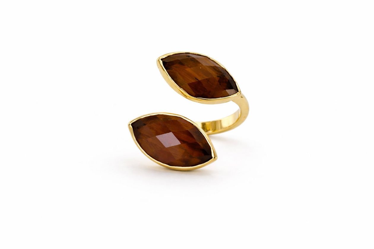 [Easton Elle] Diamond Wrap Ring – Tiger’s Eye - The Pink Pineapple 850
